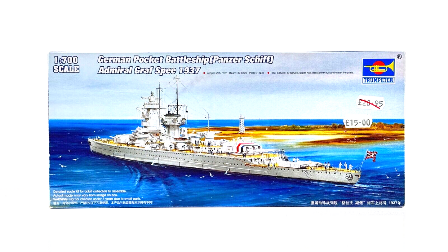 TRUMPETER 1/700 - 05773 - GERMAN POCKET BATTLESHIP MODEL KIT - COMPLETE/UNUSED