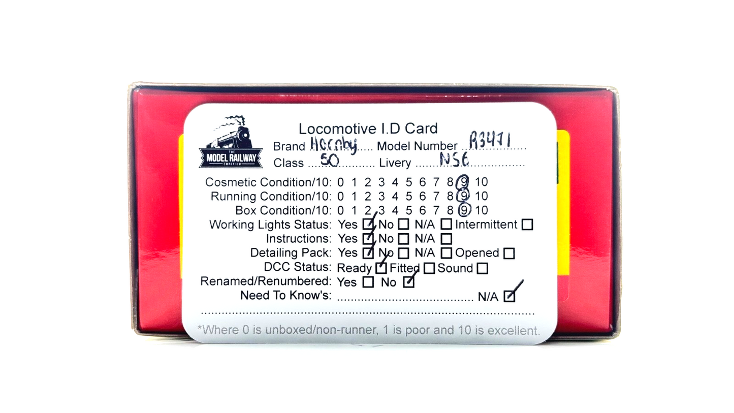 HORNBY 00 GAUGE - R3471 - CLASS 50 DIESEL 50026 NETWORK SOUTHEAST INDOMITABLE