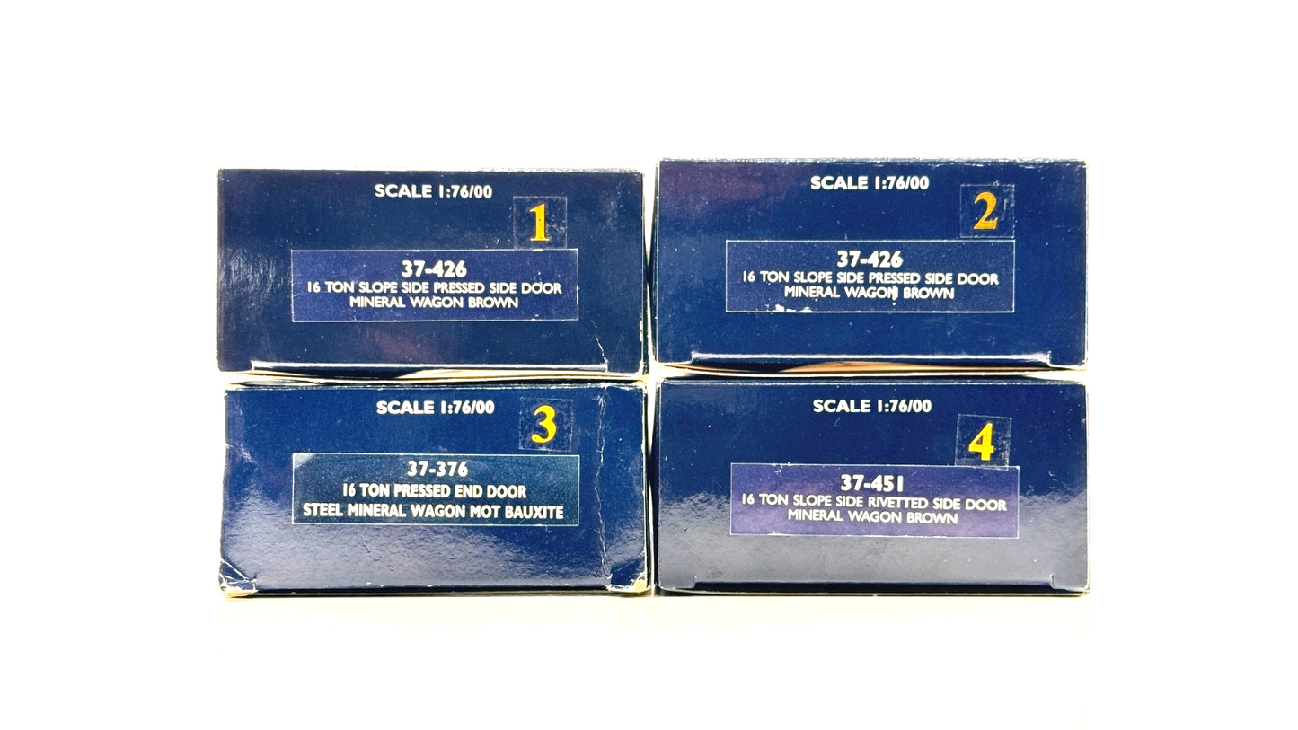 BACHMANN 00 GAUGE - 37-376/37-426/37-451 - 4 X 16 TON MINERAL WAGONS BROWN BOXED