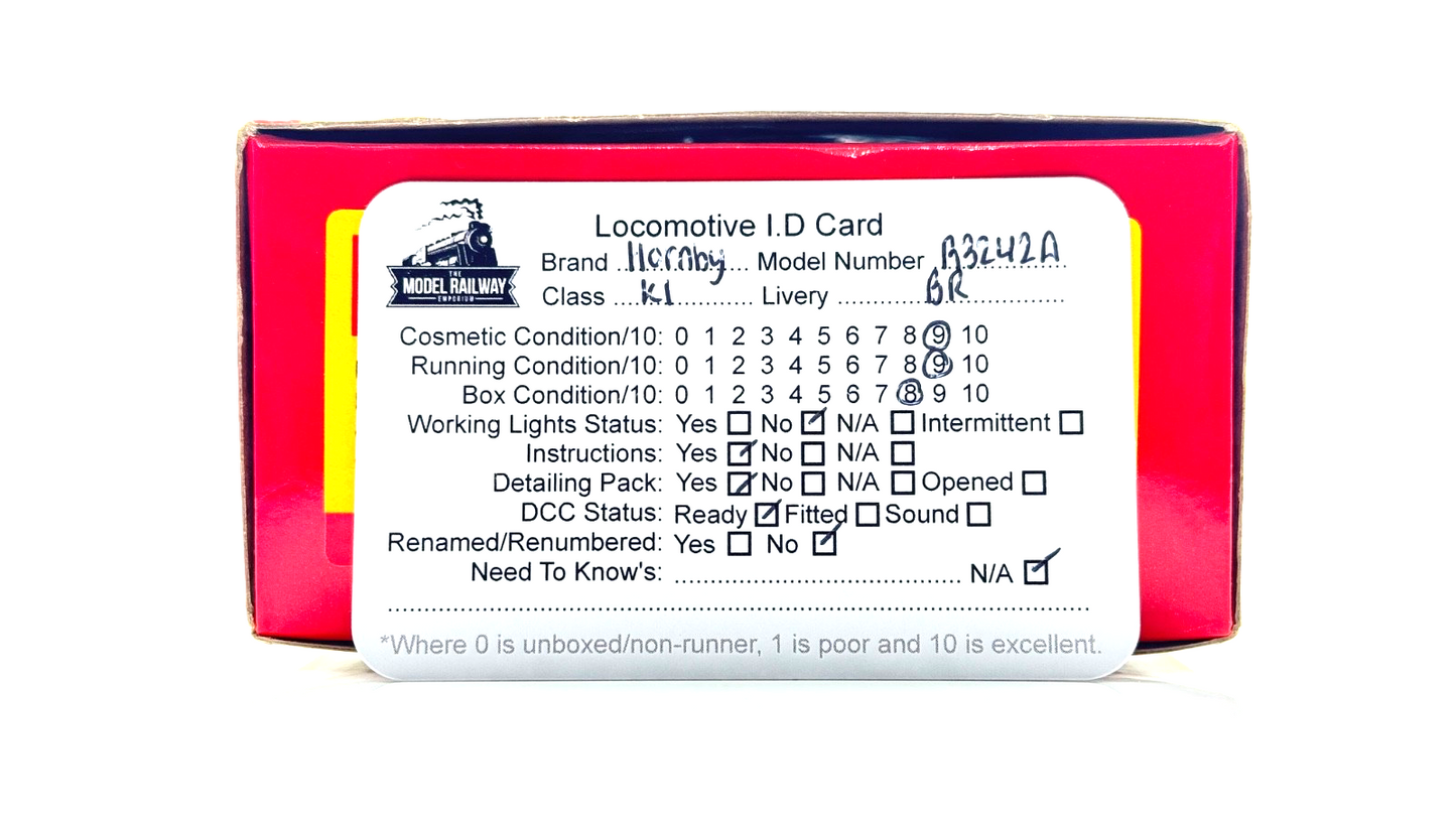 HORNBY 00 GAUGE - R3242A - BR BLACK (EARLY) 2-6-0 CLASS K1 LOCOMOTIVE 62032