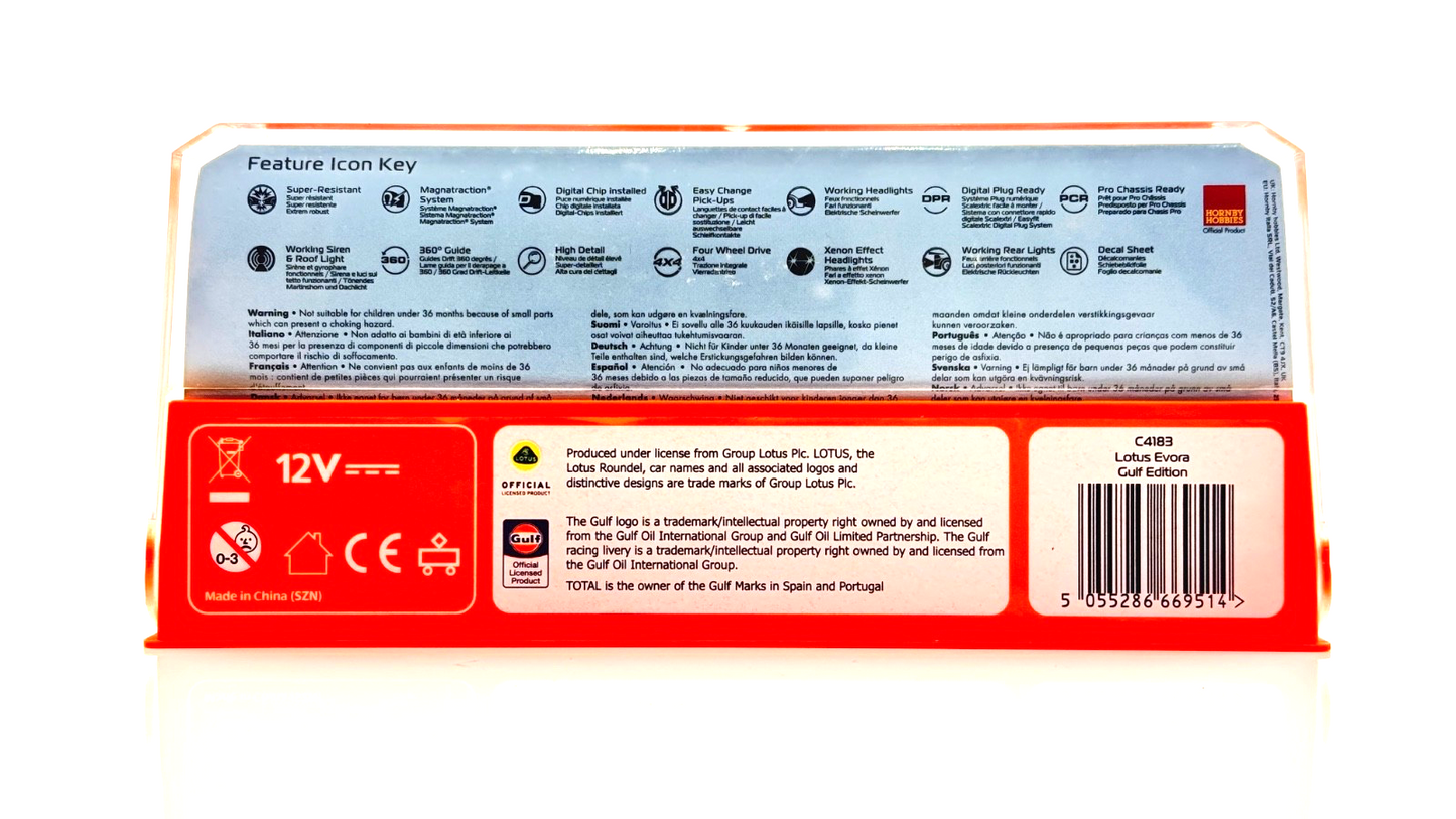 SCALEXTRIC 1/32 SCALE - C4183 - LOTUS EVORA GULF EDITION - BOXED