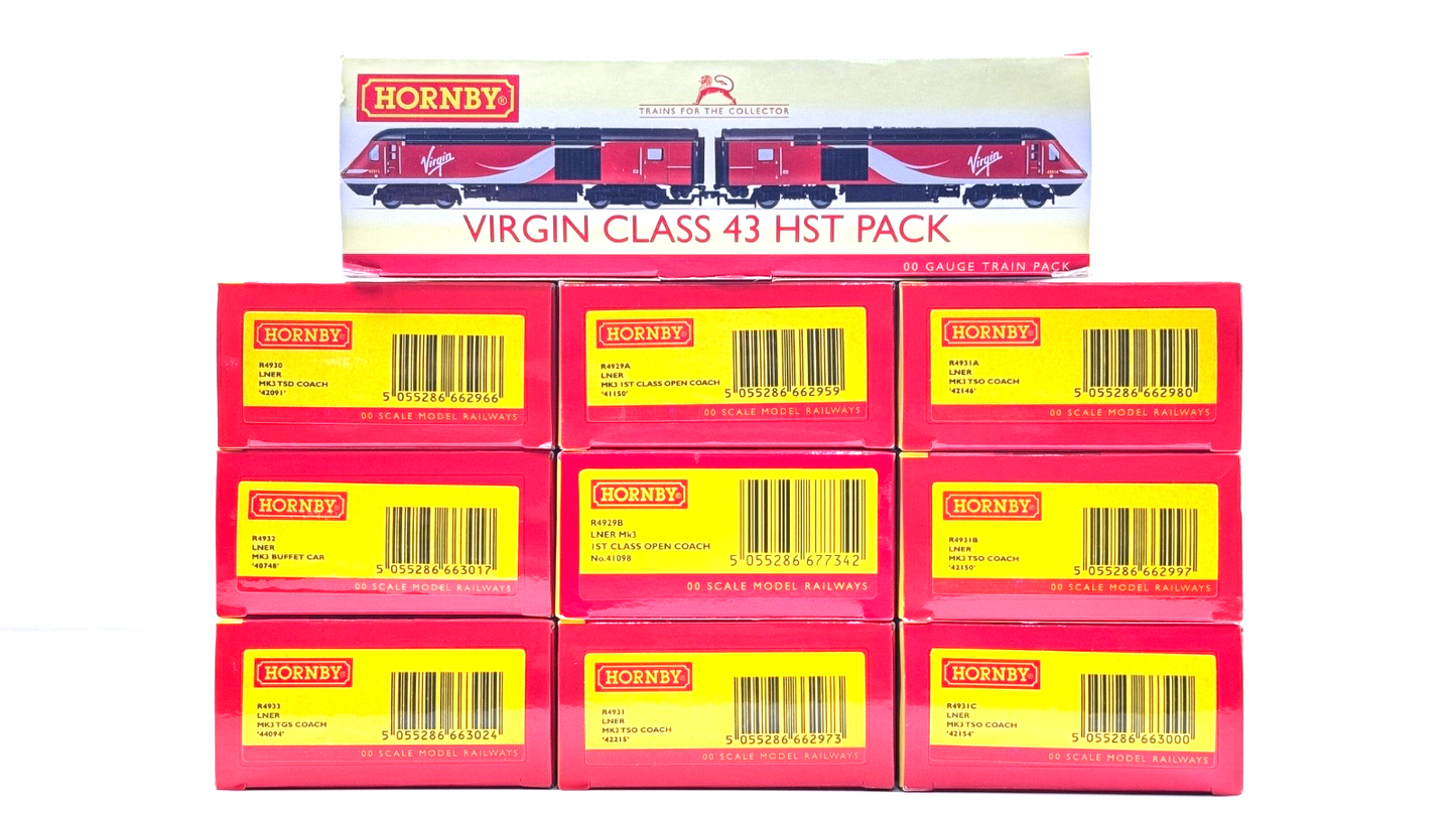 HORNBY 00 GAUGE - R3390TTS - CLASS 43 HST VIRGIN & LNER 2+9 COACHES DCC SOUND