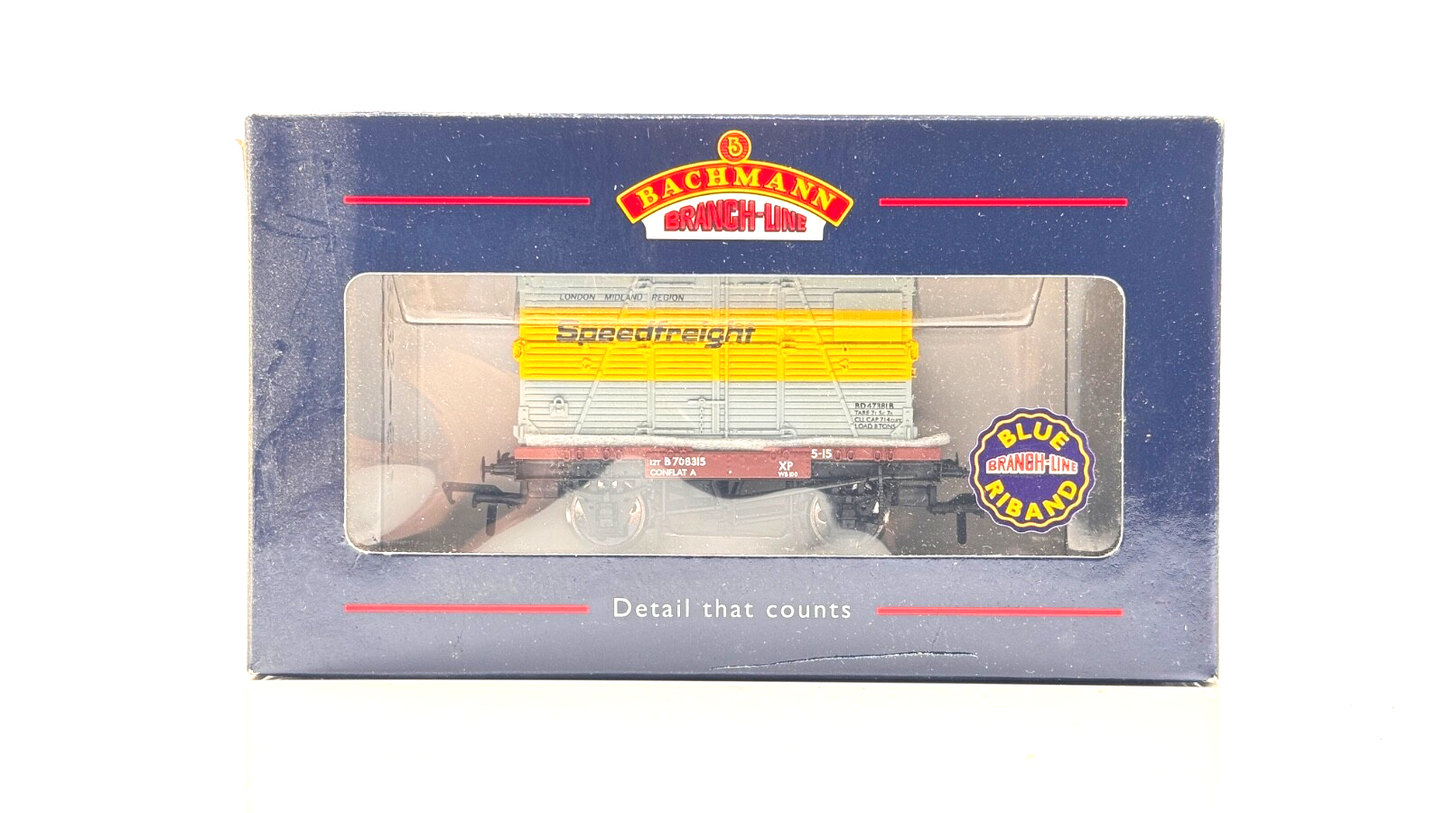 BACHMANN 00 GAUGE - 37-950 - CONFLAT WITH BD CONTAINER SPEEDFREIGHT - BOXED