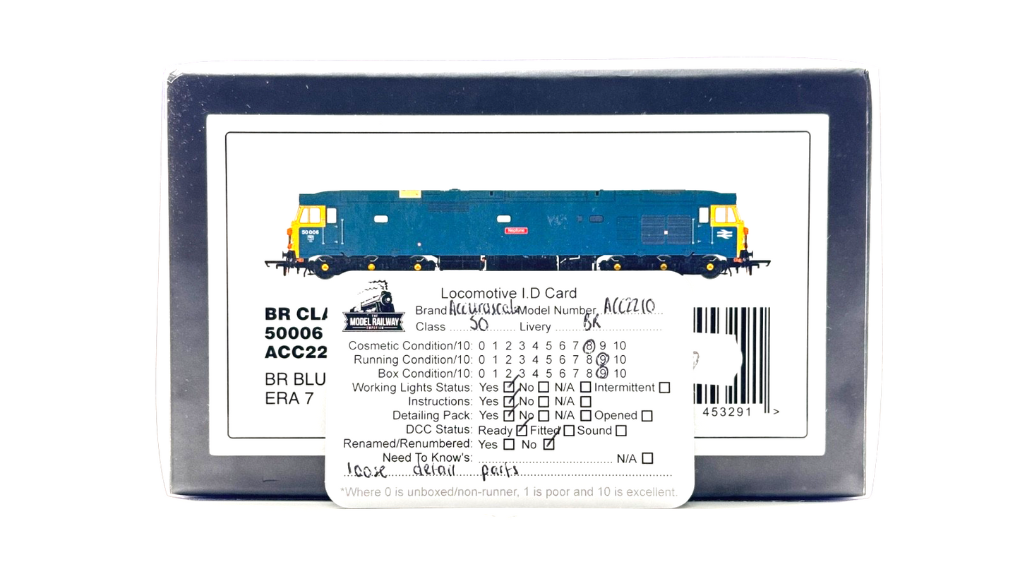 ACCURASCALE 00 GAUGE - ACC2210 - CLASS 50 BR BLUE 50006 NEPTUNE - DCC READY