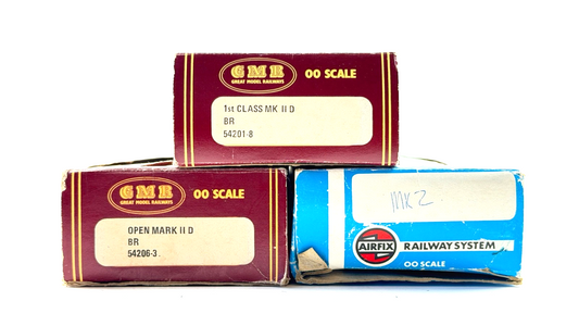 AIRFIX 00 GAUGE - RAKE OF 3 BR BLUE GREY MK2 INTERCITY PASSENGER COACHES BOXED 2