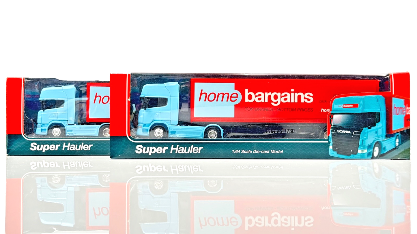 WELLY 1/64 SCALE - DIECAST SUPER HAULER HOME BARGAINS LORRY X 2 BOXED