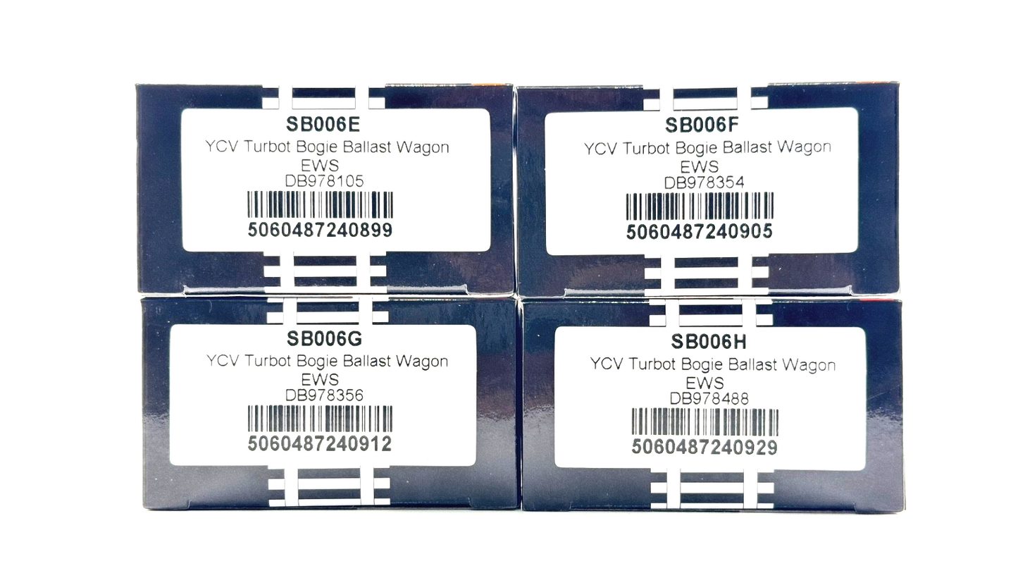 DAPOL/KERNOW 00 GAUGE - SB006 - 4 X ASSORTED EWS YCV TURBOT BOGIE BALLAST WAGONS