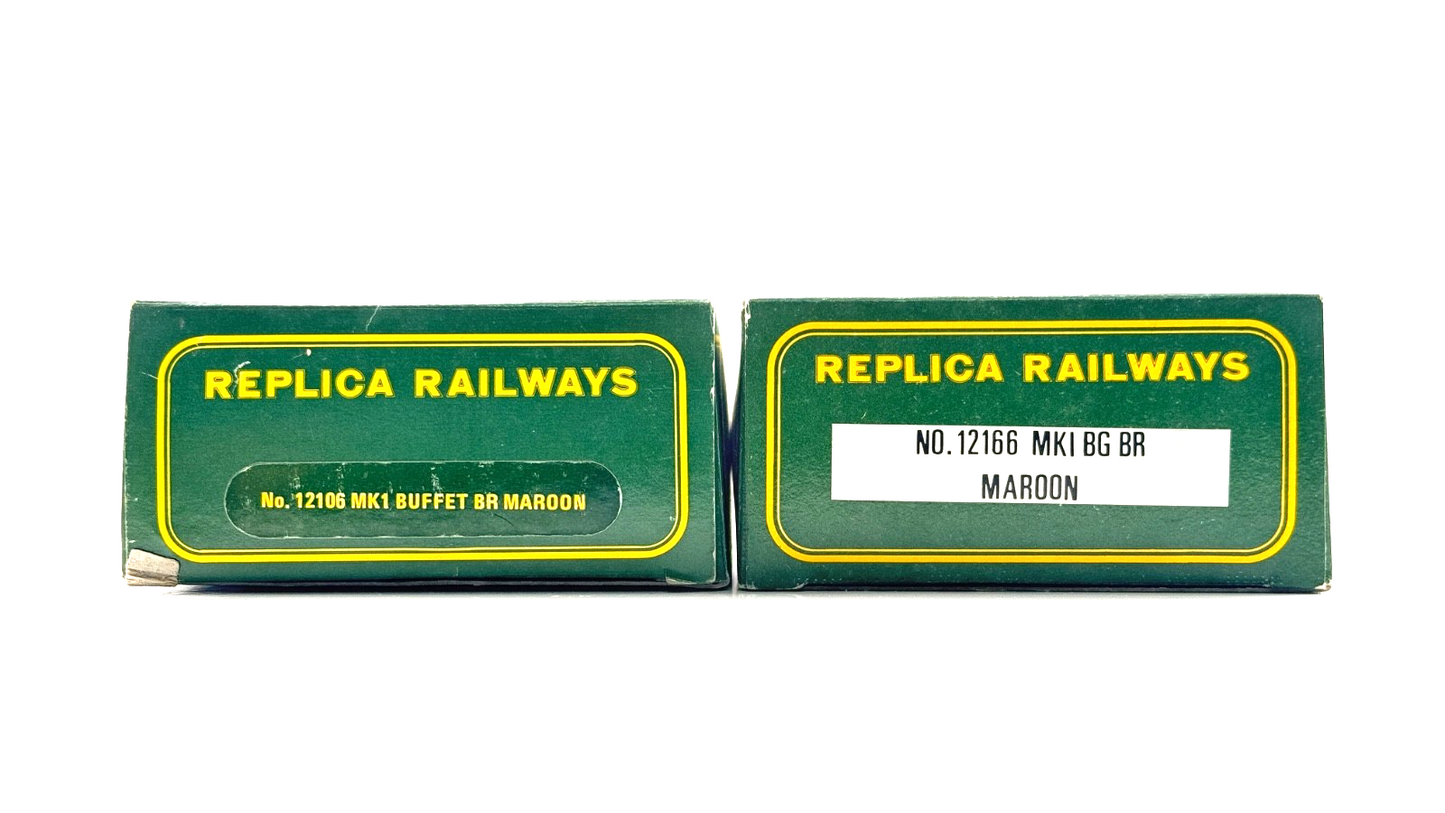 REPLICA RAILWAYS 00 GAUGE - 12106/12166 - BR MK1 MAROON BG & BUFFET COACHES X 2