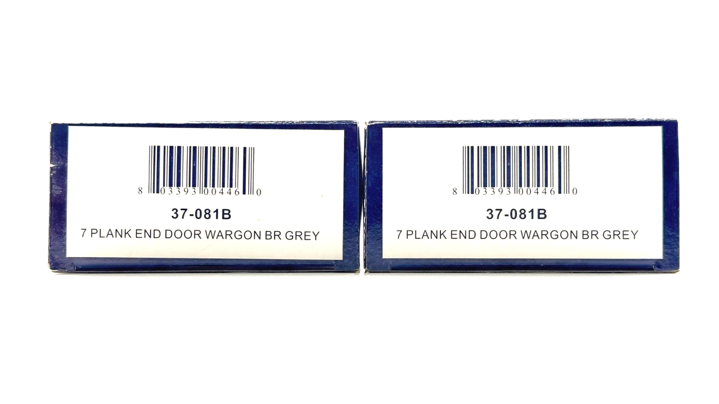 BACHMANN 00 GAUGE - 37-081B - 7 PLANK END DOOR WAGON BR GREY - BOXED X 2