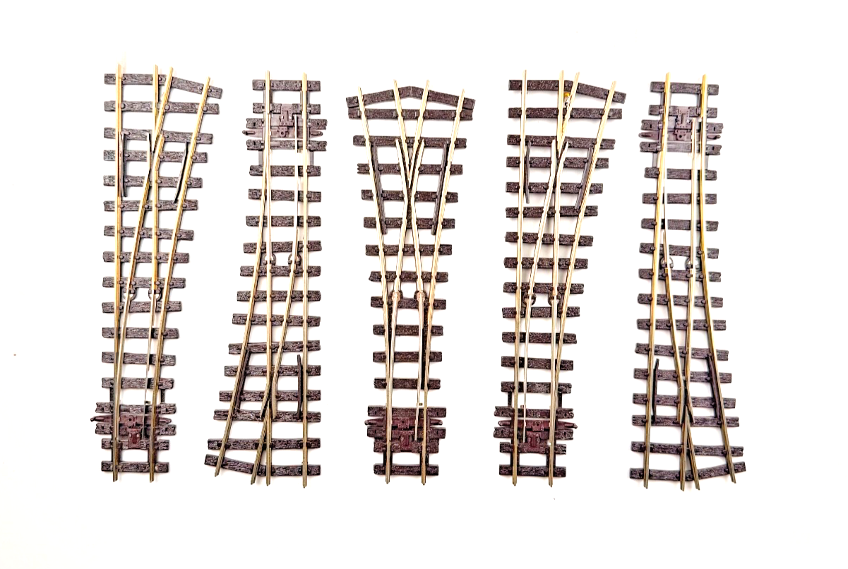 PECO O-16.5 NG7 NARROW GAUGE - LEFT/RIGHT/Y TURNOUT TRACK POINTS X 5 - UNBOXED