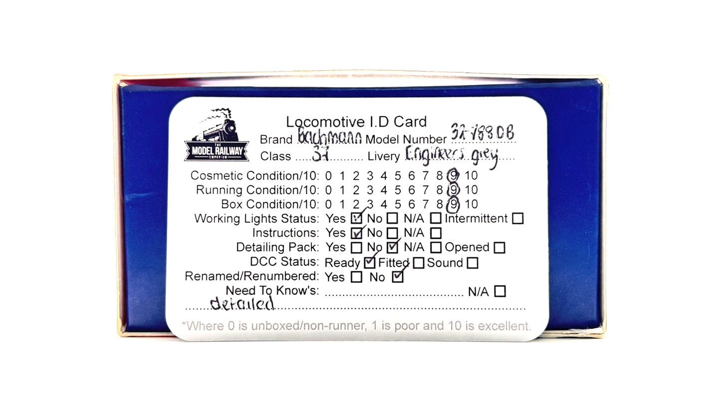 BACHMANN 00 GAUGE - 32-788DB - CLASS 37/0 37142 BR ENGINEERS GREY REGIONAL EXCL