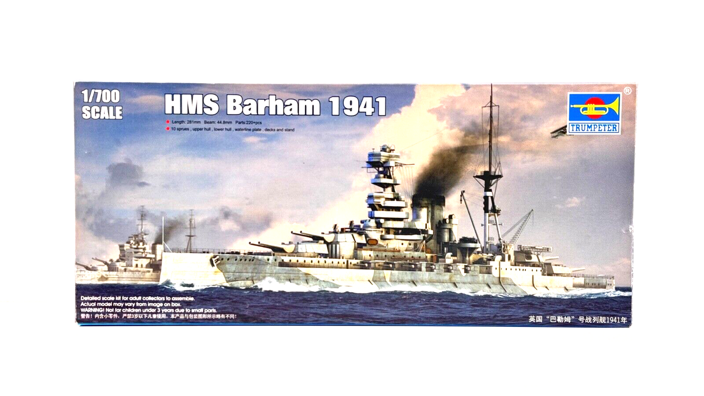 TRUMPETER 1/700 - 05798 - HMS BARHAM 1941 MODEL KIT - COMPLETE/UNUSED