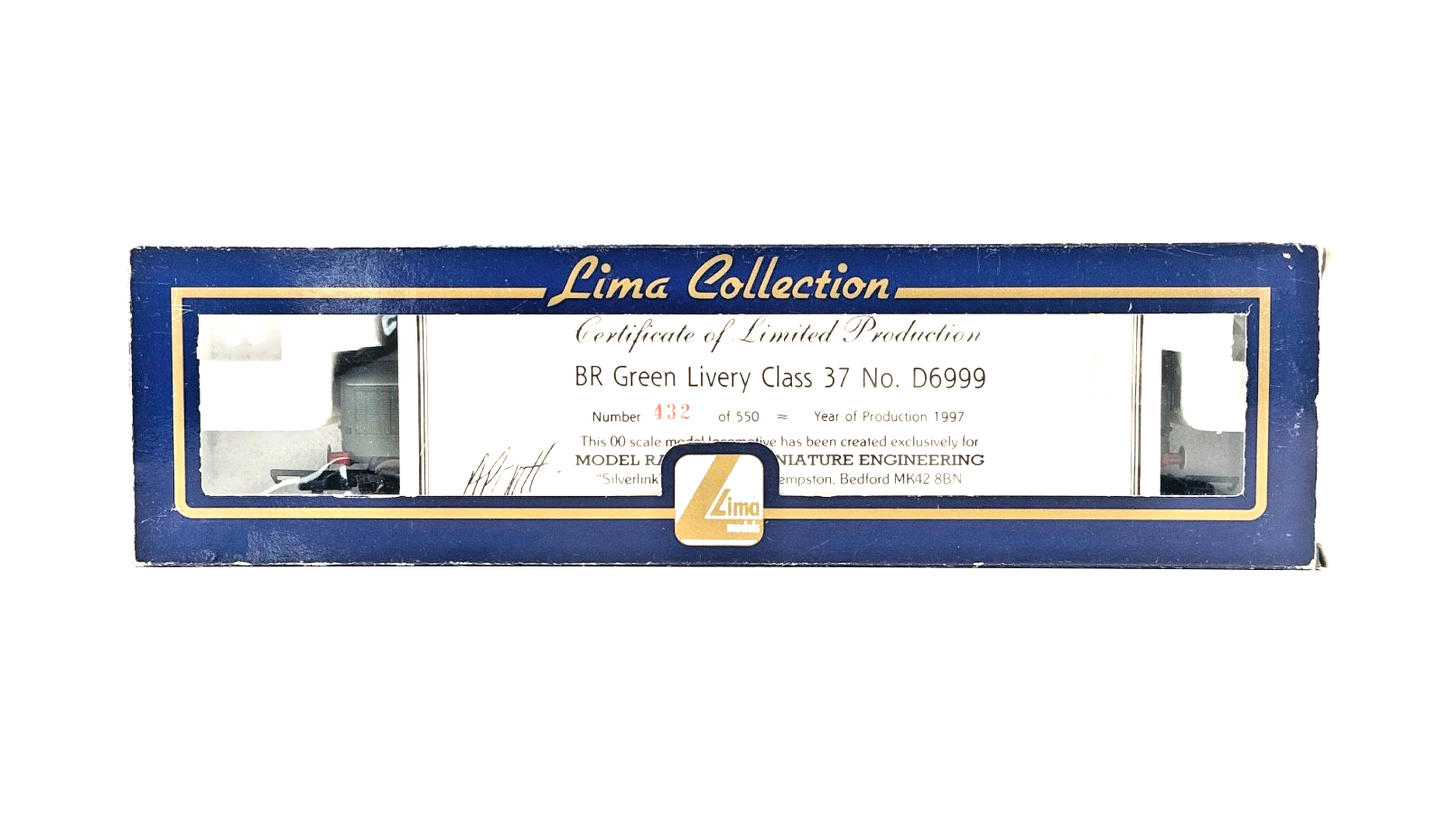 LIMA 00 GAUGE - 204772 - CLASS 37 DIESEL LOCOMOTIVE BR GREEN D6999 LTD ED BOXED