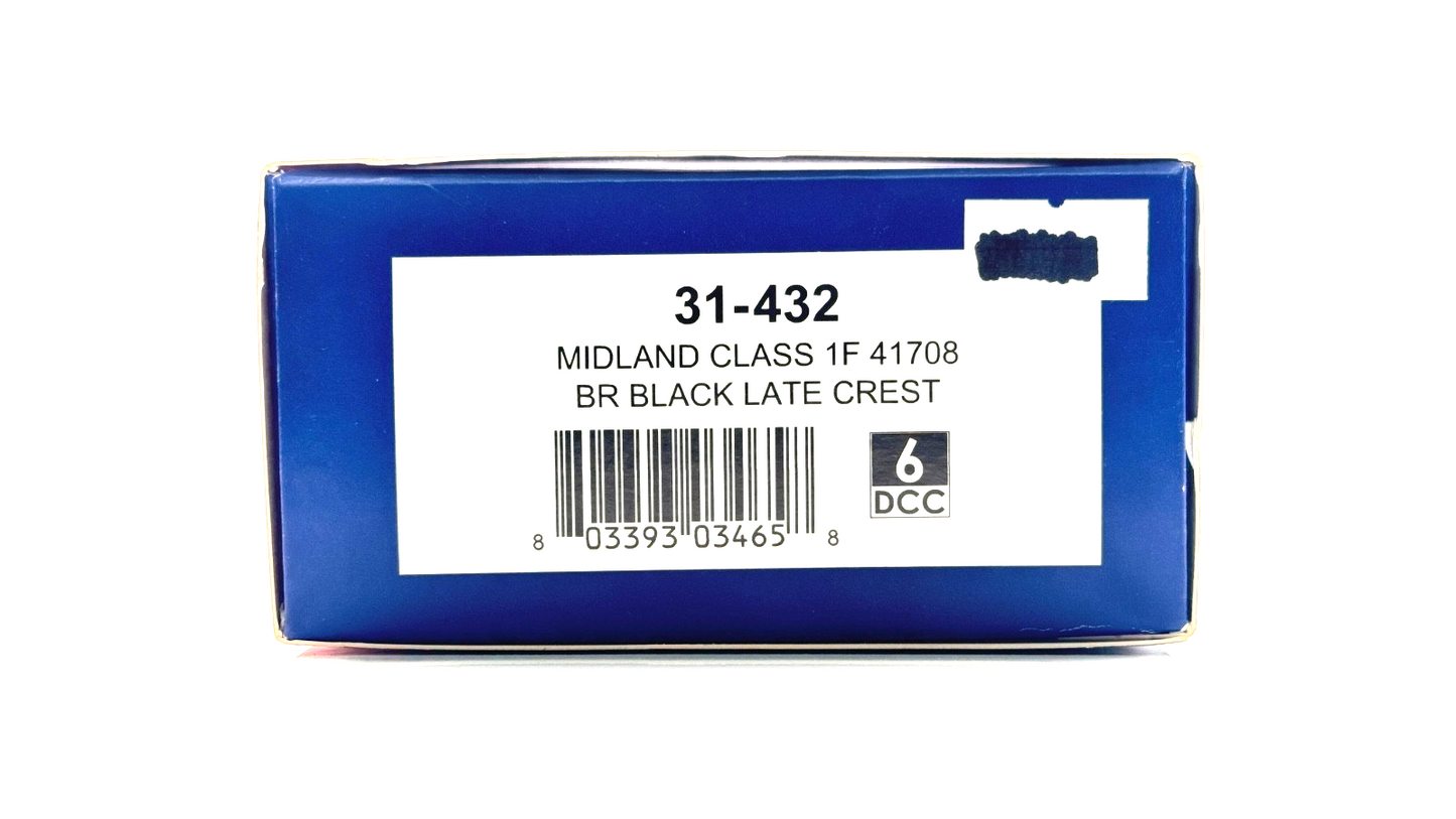 BACHMANN 00 GAUGE - 31-432 - MIDLAND CLASS 1F 41708 BR BLACK LATE CREST BOXED