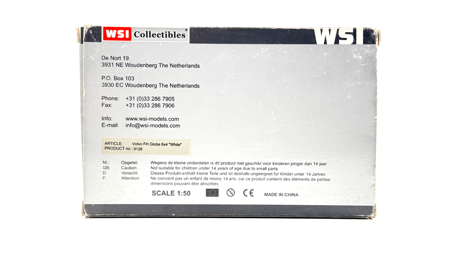 WSI 1/50 SCALE - 9126 - VOLVO FH GLOBE 6X4 WHITE TRACTOR UNIT BOXED