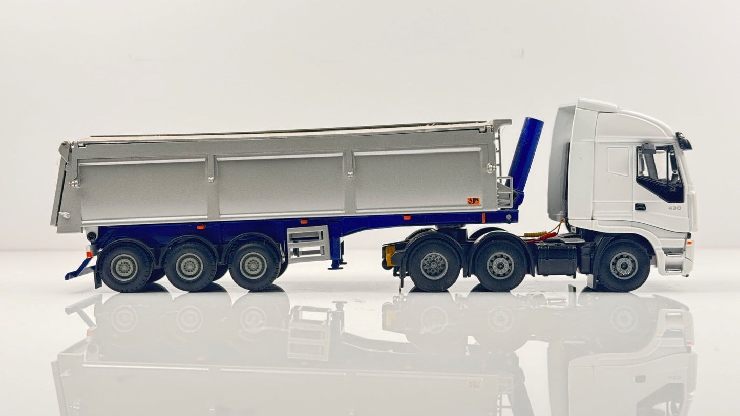 LION TOYS 1/50 SCALE - IVECO STRALIS WHITE TRACTOR UNIT & GREY TIPPER - BOXED