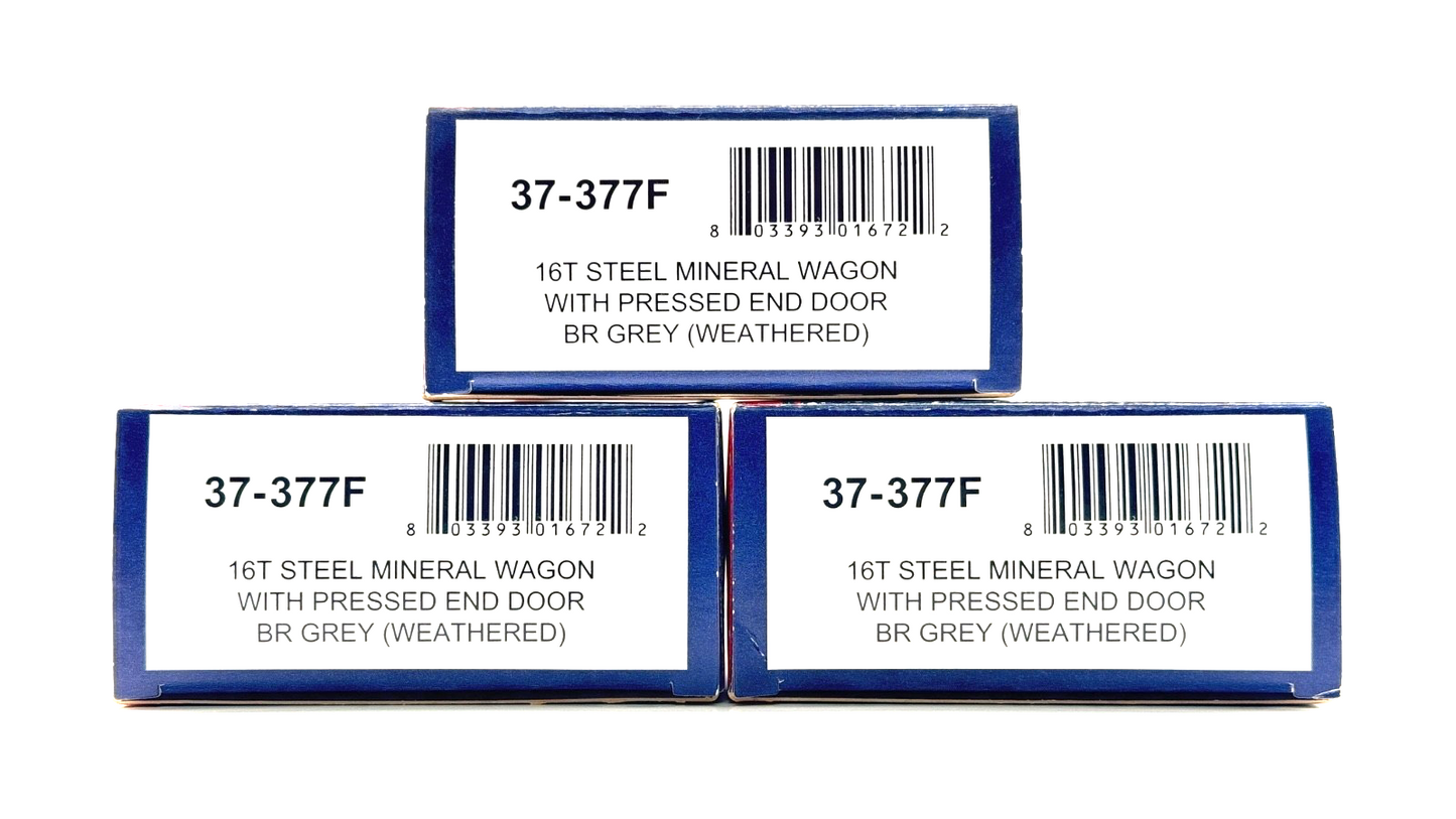 BACHMANN 00 GAUGE - 37-377F - 16T PRESSED END DOOR WAGON BR GREY - BOXED X 3