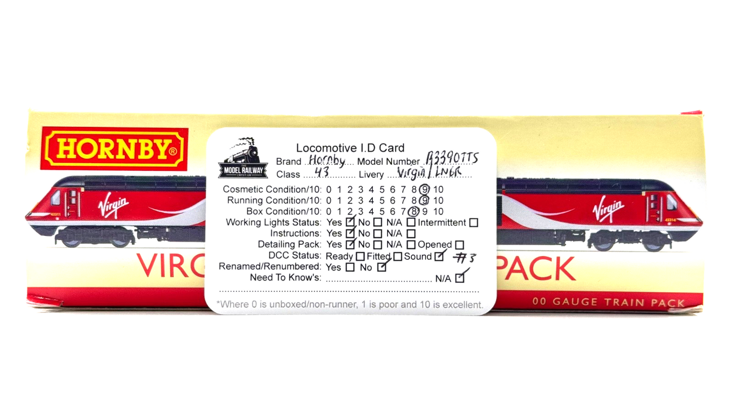 HORNBY 00 GAUGE - R3390TTS - CLASS 43 HST VIRGIN & LNER 2+9 COACHES DCC SOUND