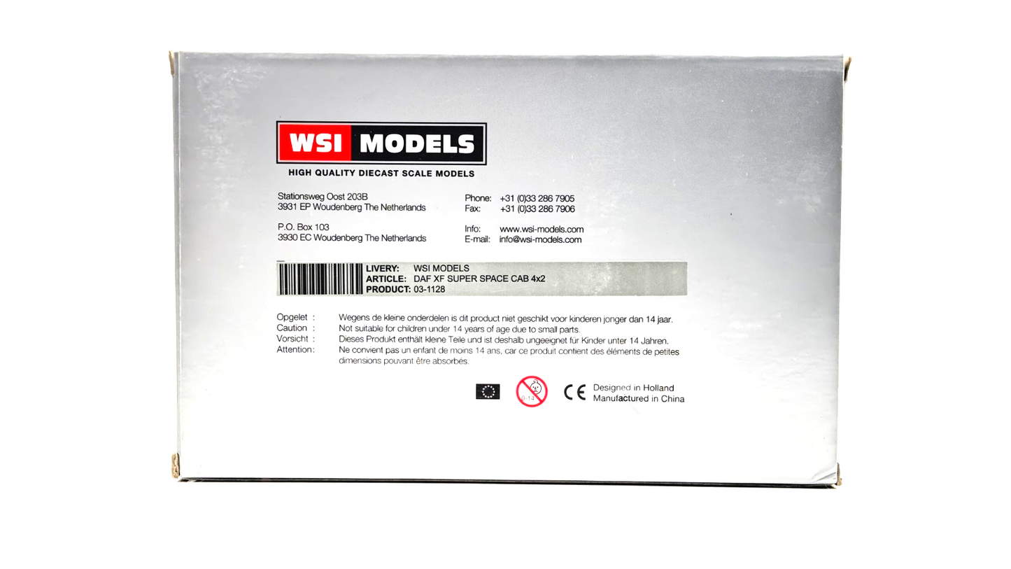 WSI 1/50 SCALE - 03-1128 - DAF XF SUPER SPACE CAB 4X2 WHITE TRACTOR UNIT BOXED