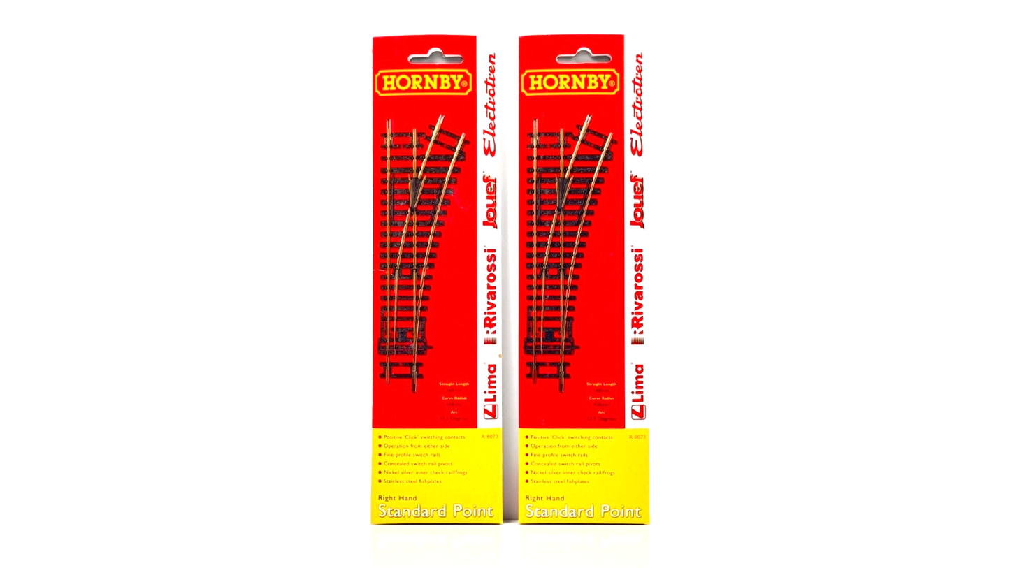 HORNBY 00 GAUGE - R8073 - STANDARD TURNOUT POINT RIGHT HAND X 2 - CARDED