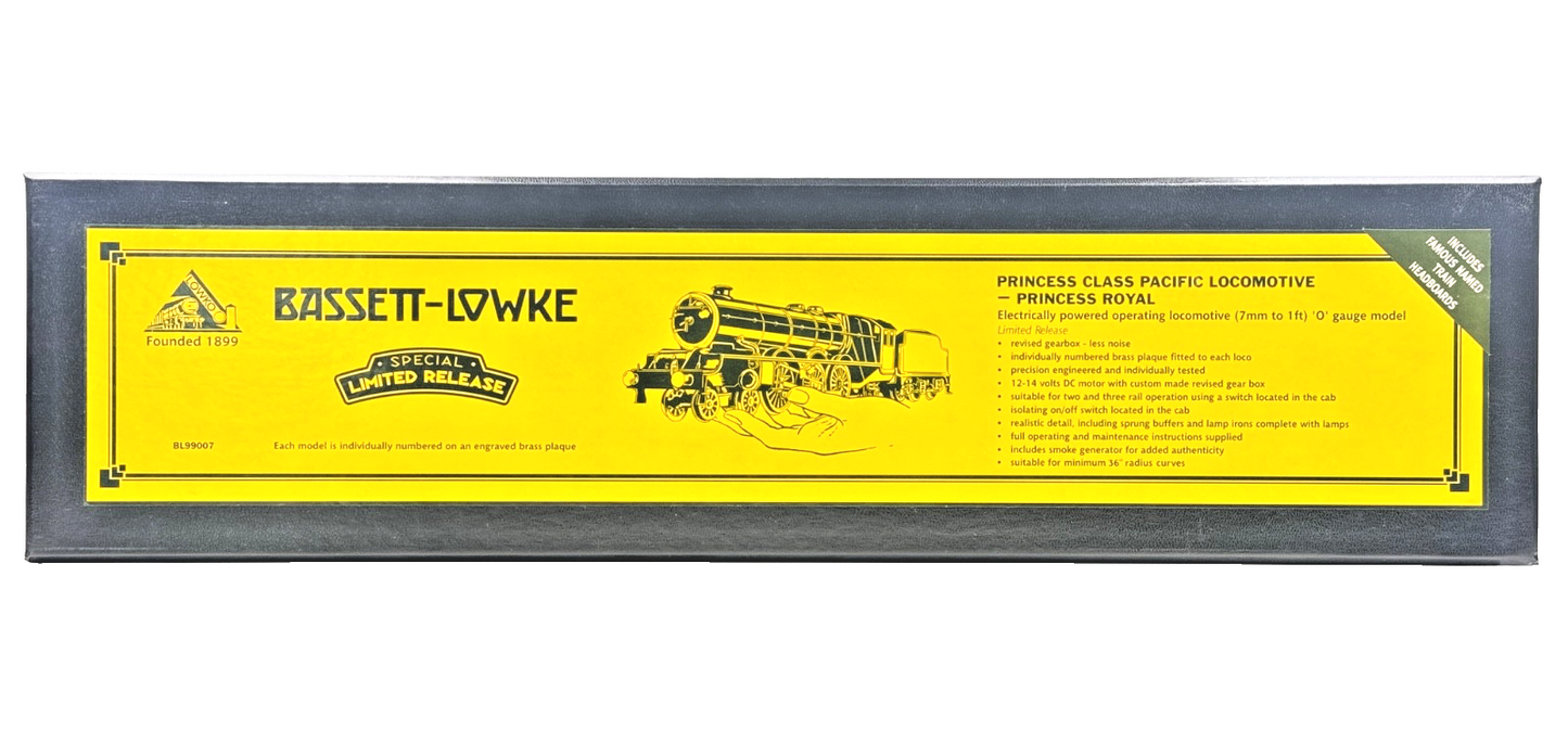 BASSETT LOWKE O GAUGE BL99007 - BR GREEN 4-6-2 "PRINCESS ROYAL" 2/3 RAIL BOXED