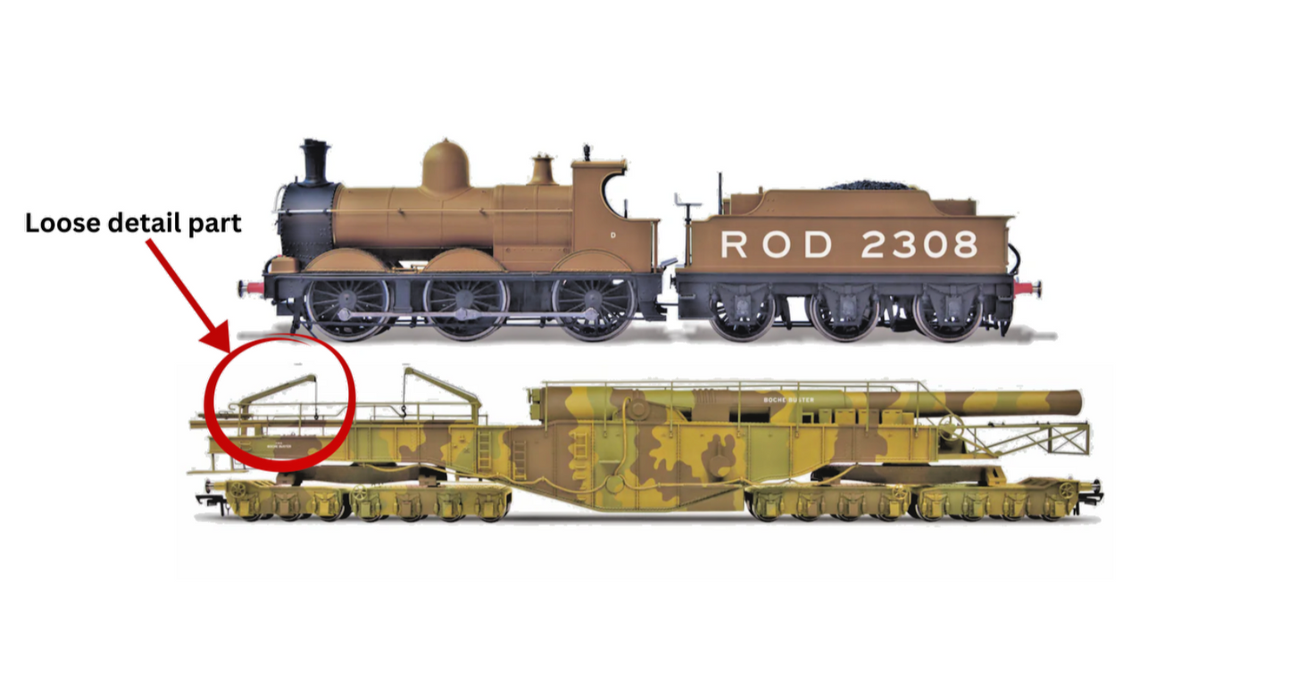 OXFORD RAIL 00 GAUGE - OR76BOOM04 - WW1 BOCHE BUSTER AND ROD 2308 (LOOSE DETAIL)