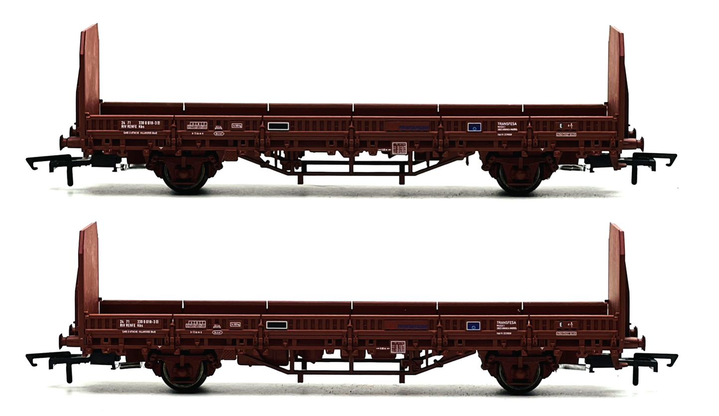 ELECTROTREN HO SCALE - E1658 - PAIR OF RENFE TRANSFESA STAKE WAGON (LOG CARRIER)