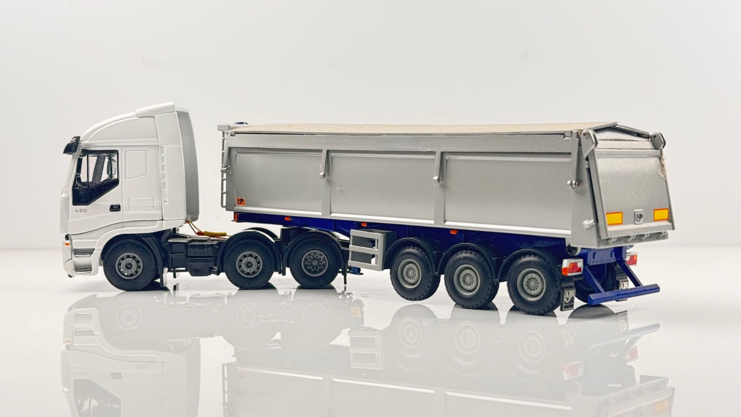 LION TOYS 1/50 SCALE - IVECO STRALIS WHITE TRACTOR UNIT & GREY TIPPER - BOXED
