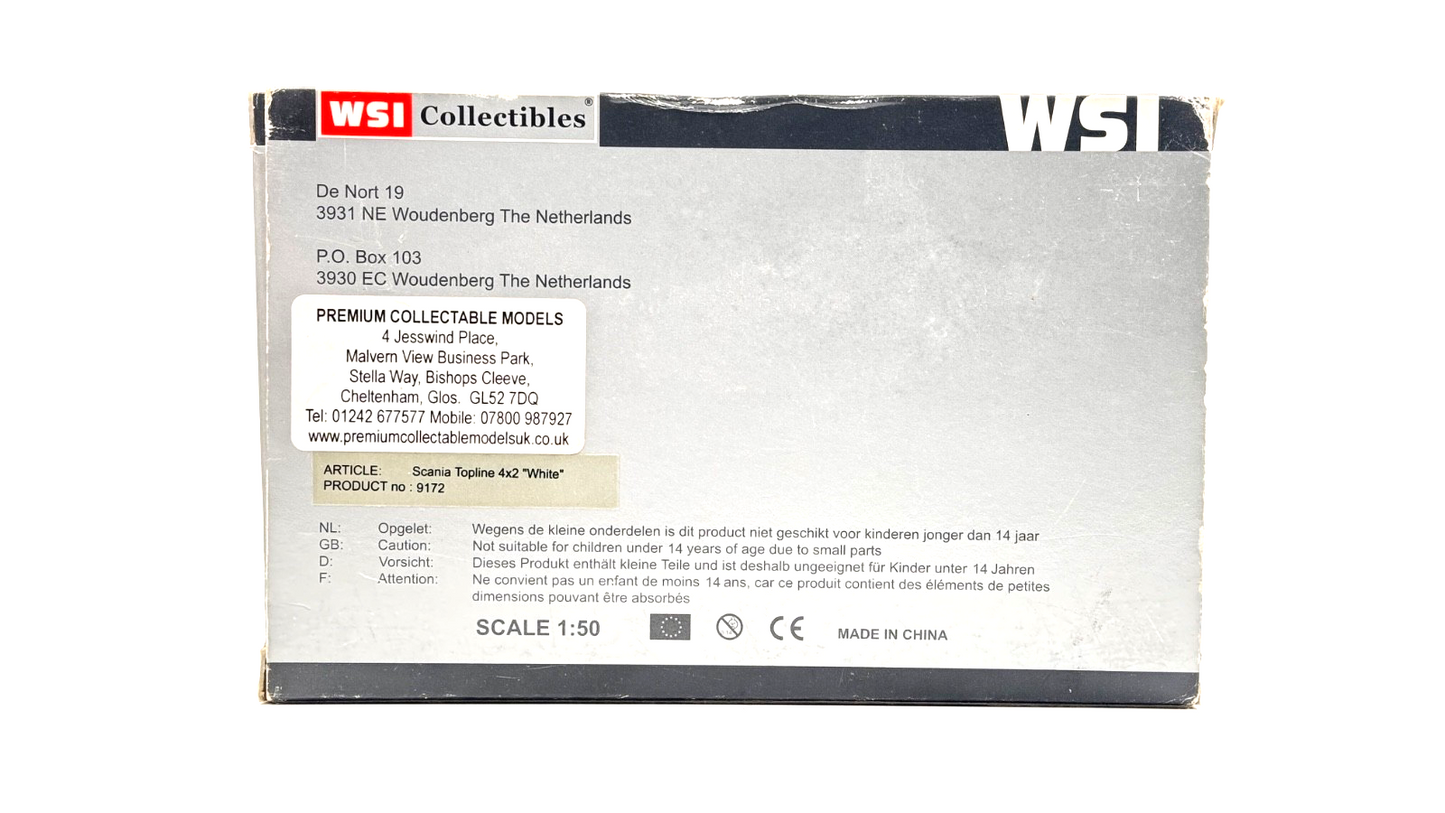 WSI 1/50 SCALE - 9172 - SCANIA TOPLINE 4X2 WHITE TRACTOR UNIT BOXED