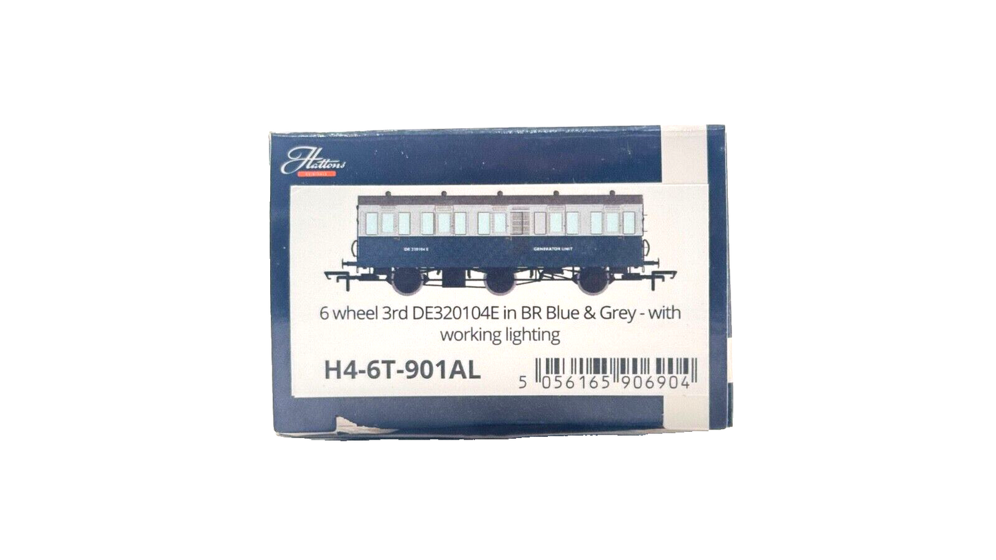 HATTONS 00 GAUGE - H4-6T-901AL - 6 WHEEL 3RD BLUE GREY GENERATOR GENESIS COACH