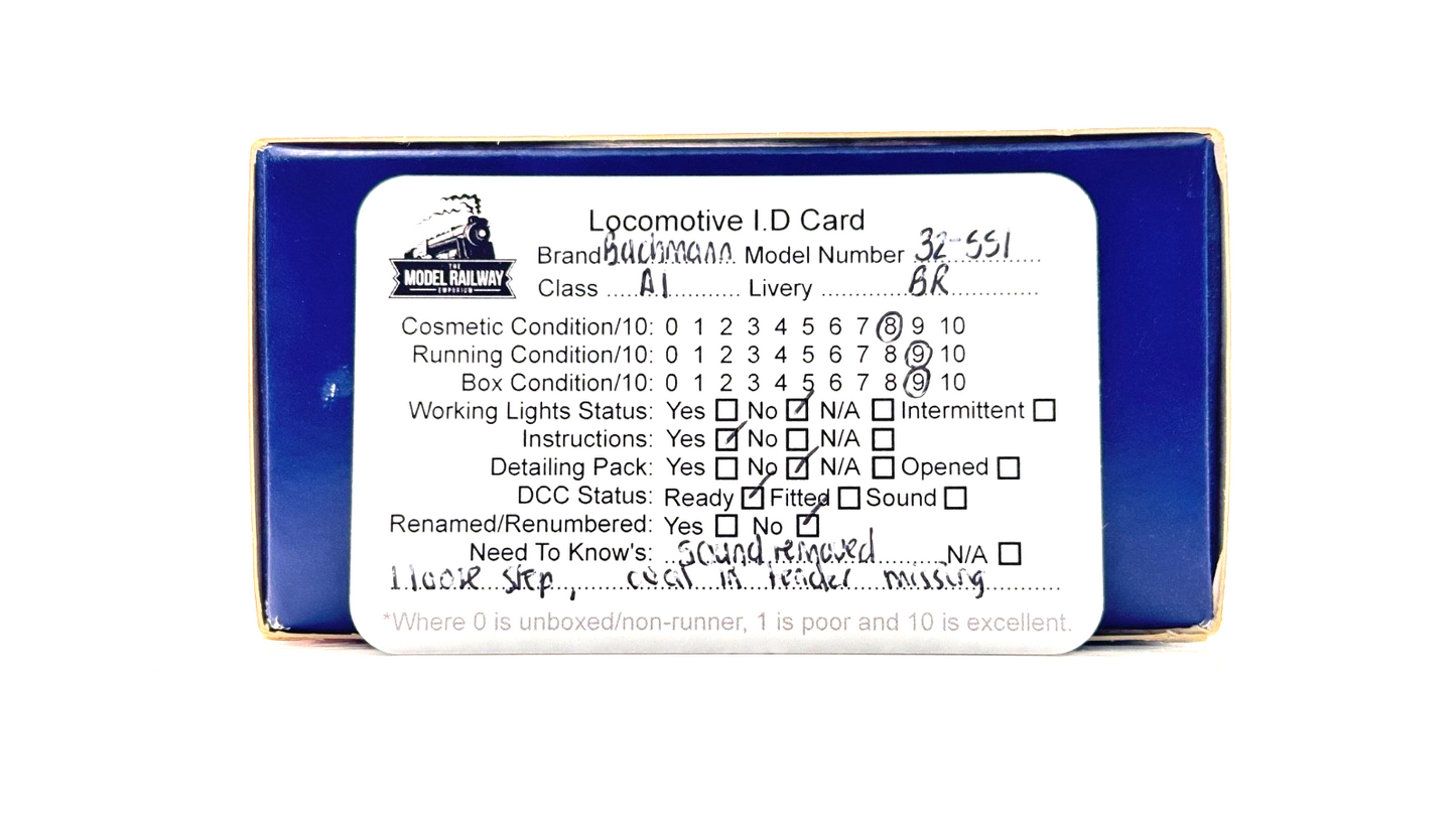 BACHMANN 00 GAUGE - 32-551 - CLASS A1 60139 SEA EAGLE BR GREEN EARLY EMBLEM