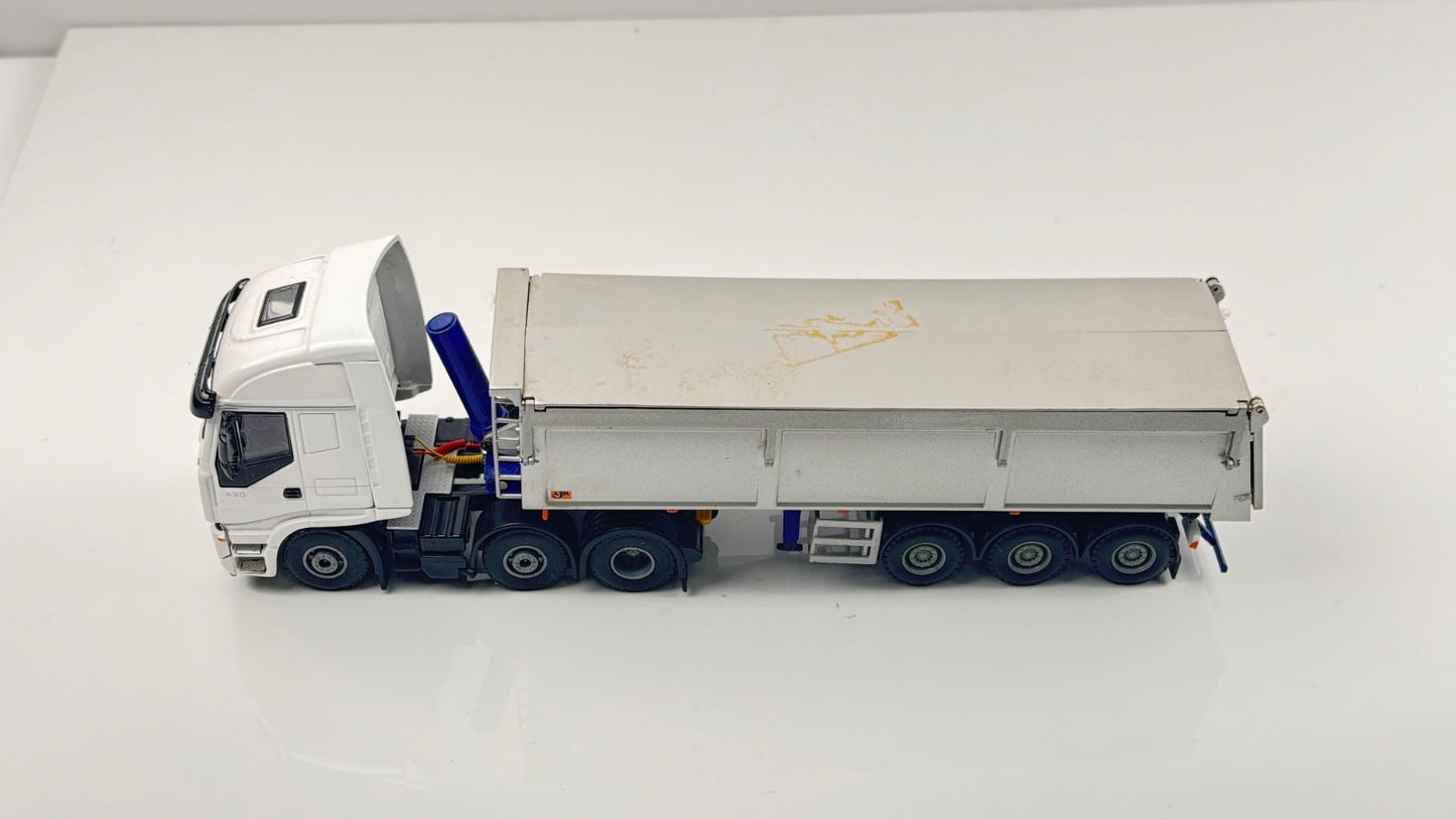 LION TOYS 1/50 SCALE - IVECO STRALIS WHITE TRACTOR UNIT & GREY TIPPER - BOXED
