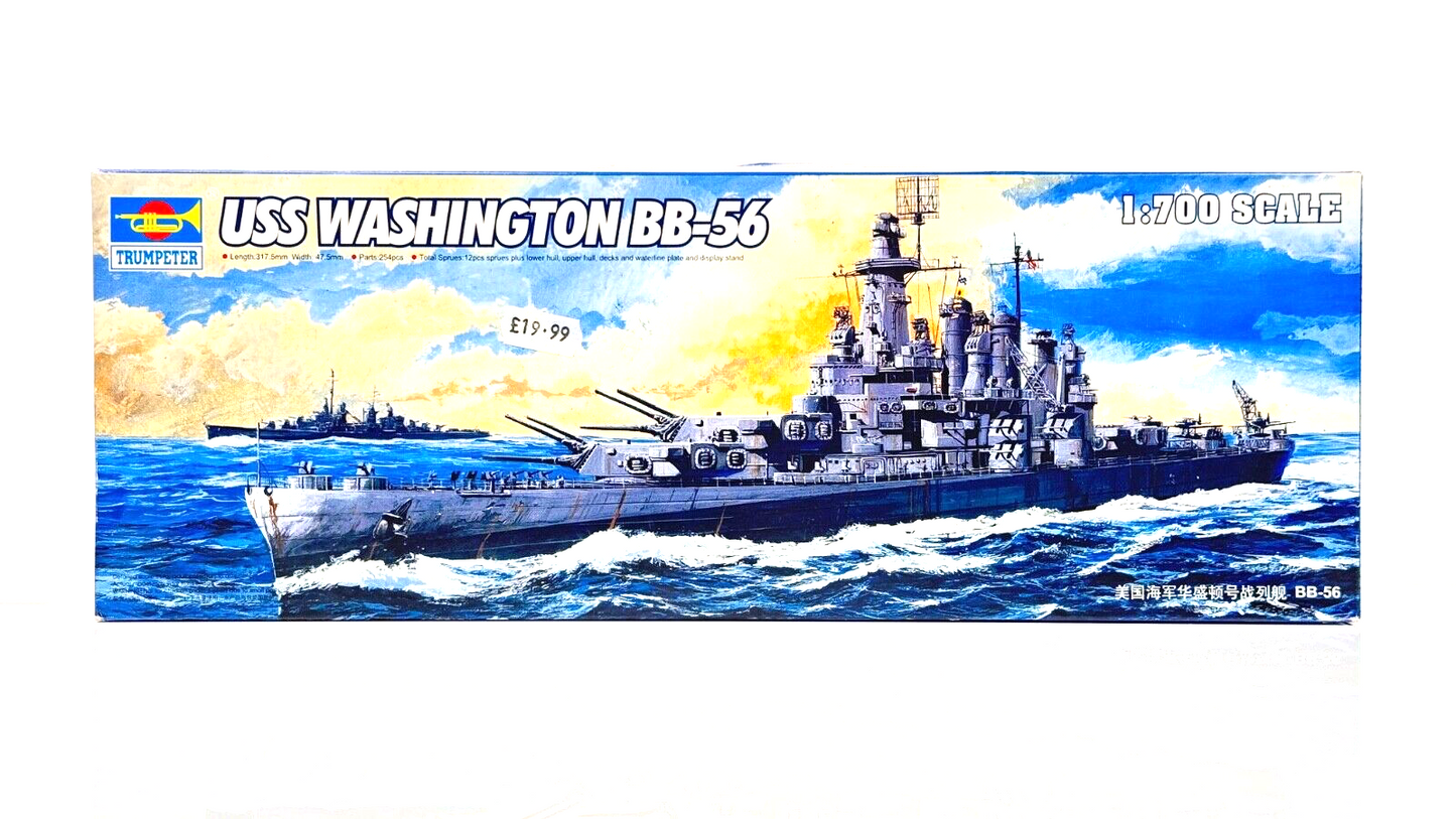 TRUMPETER 1/700 - 05735 - USS WASHINGTON BB-56 BOAT MODEL KIT - COMPLETE/UNUSED