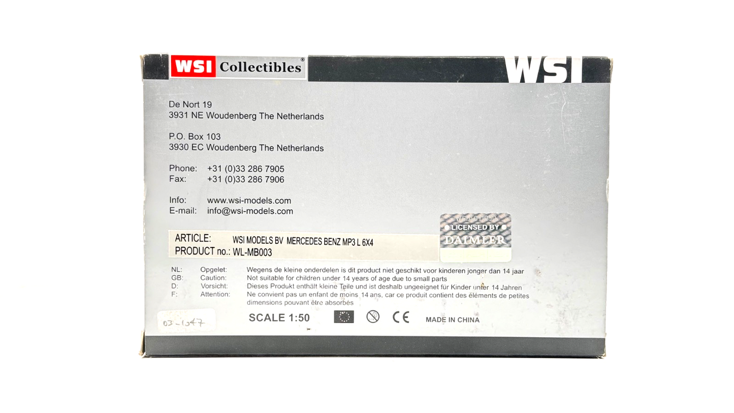 WSI 1/50 SCALE - WL-MB003 - MERCEDES BENZ MP3 L 6X4 WHITE TRACTOR UNIT BOXED