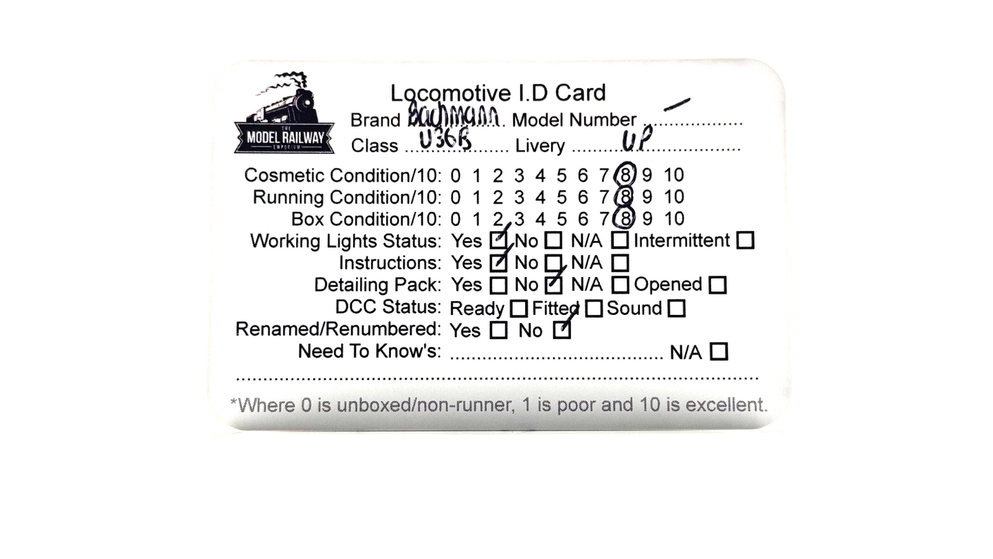 BACHMANN HO SCALE - U36B DIESEL LOCOMOTIVE UNION PACIFIC UP NO.824 - BOXED