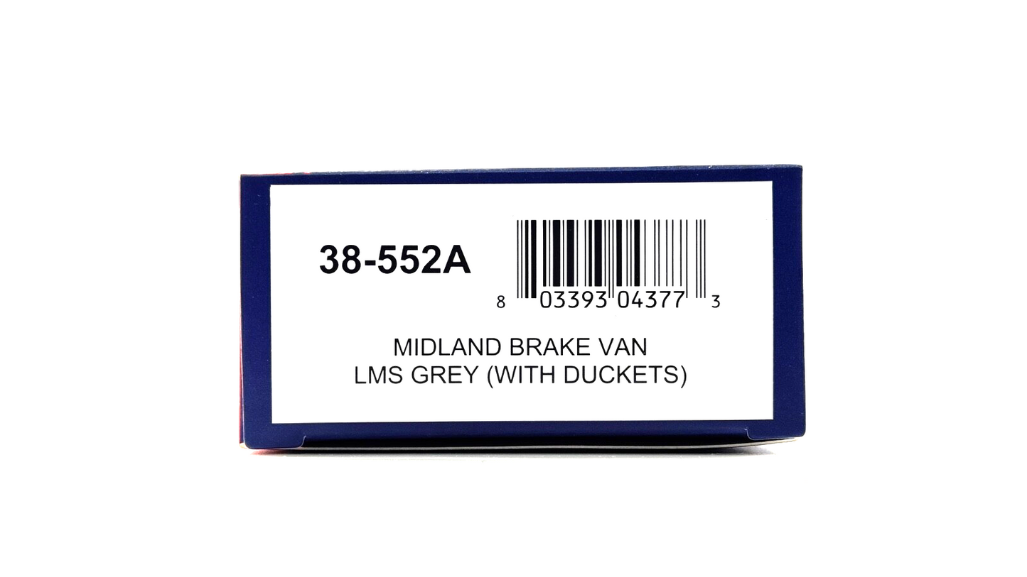 BACHMANN 00 GAUGE - 38-552A - MIDLAND BRAKE VAN LMS GREY (WITH DUCKETS) - NEW