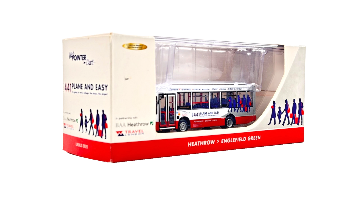 CMNL 1/76 SCALE - UKBUS3025 - MINI POINTER DART BUS TRAVEL LONDON HEATHROW BOXED