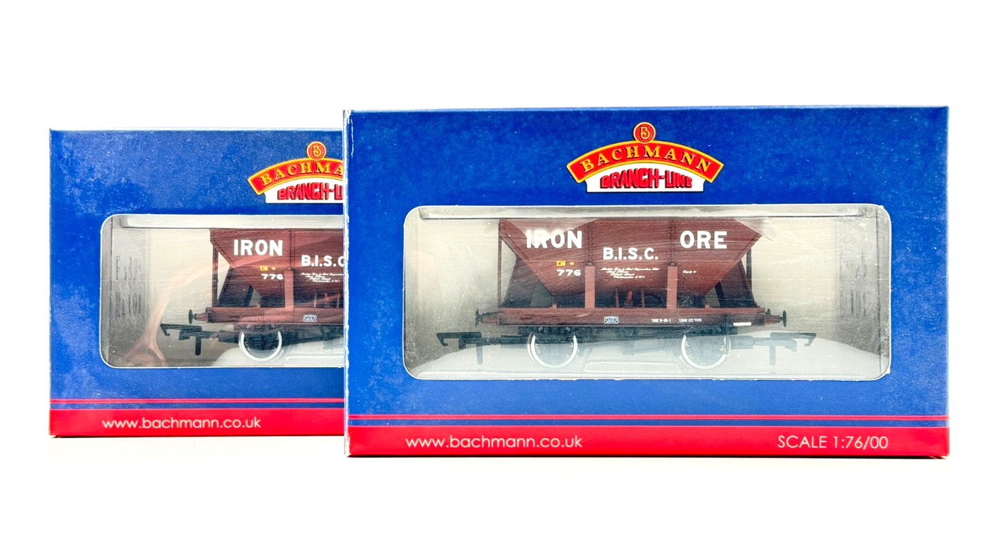 BACHMANN 00 GAUGE - 37-506 - 22T ORE HOPPER WAGON B.I.S.C NO.776 BOXED X2