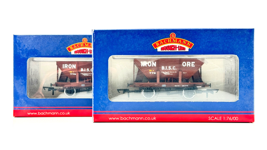 BACHMANN 00 GAUGE - 37-506 - 22T ORE HOPPER WAGON B.I.S.C NO.776 BOXED X2