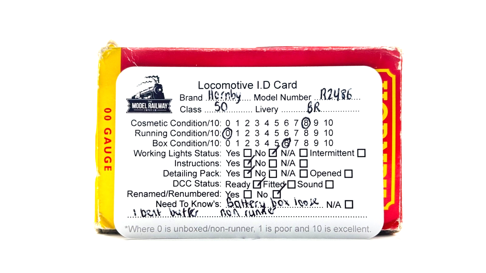 HORNBY 00 GAUGE - R2486 - CLASS 50 BR BLUE 50013 AGINCOURT - NOT PERFECT