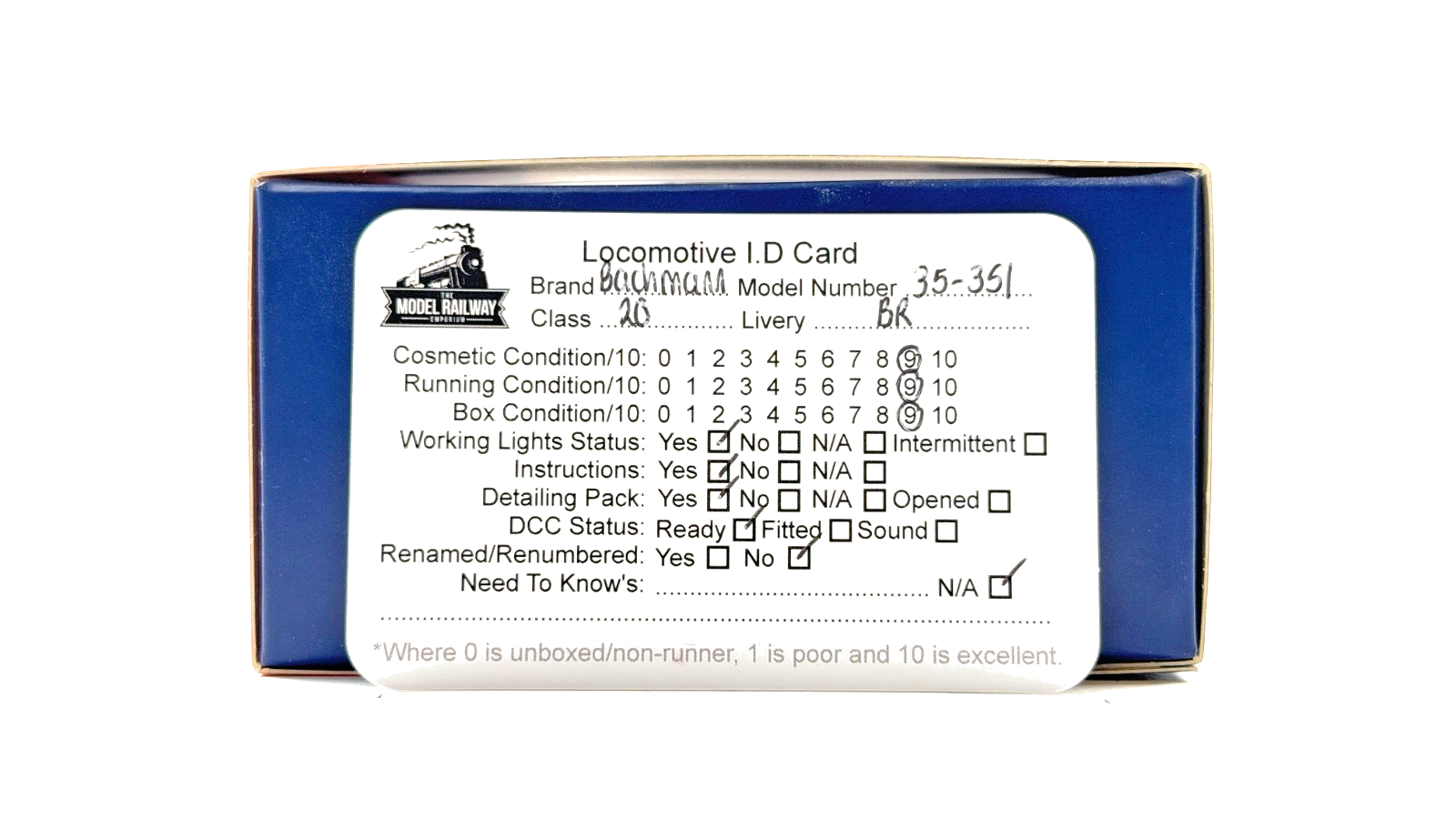 BACHMANN 00 GAUGE - 35-351 - CLASS 20/0 D8015 BR GREEN (LATE CREST) BOXED