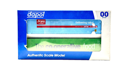 DAPOL 00 GAUGE - 4F-028-002 - 45FT HIGH CUBE CONTAINERS COOP ARGOS WEATHERED NEW