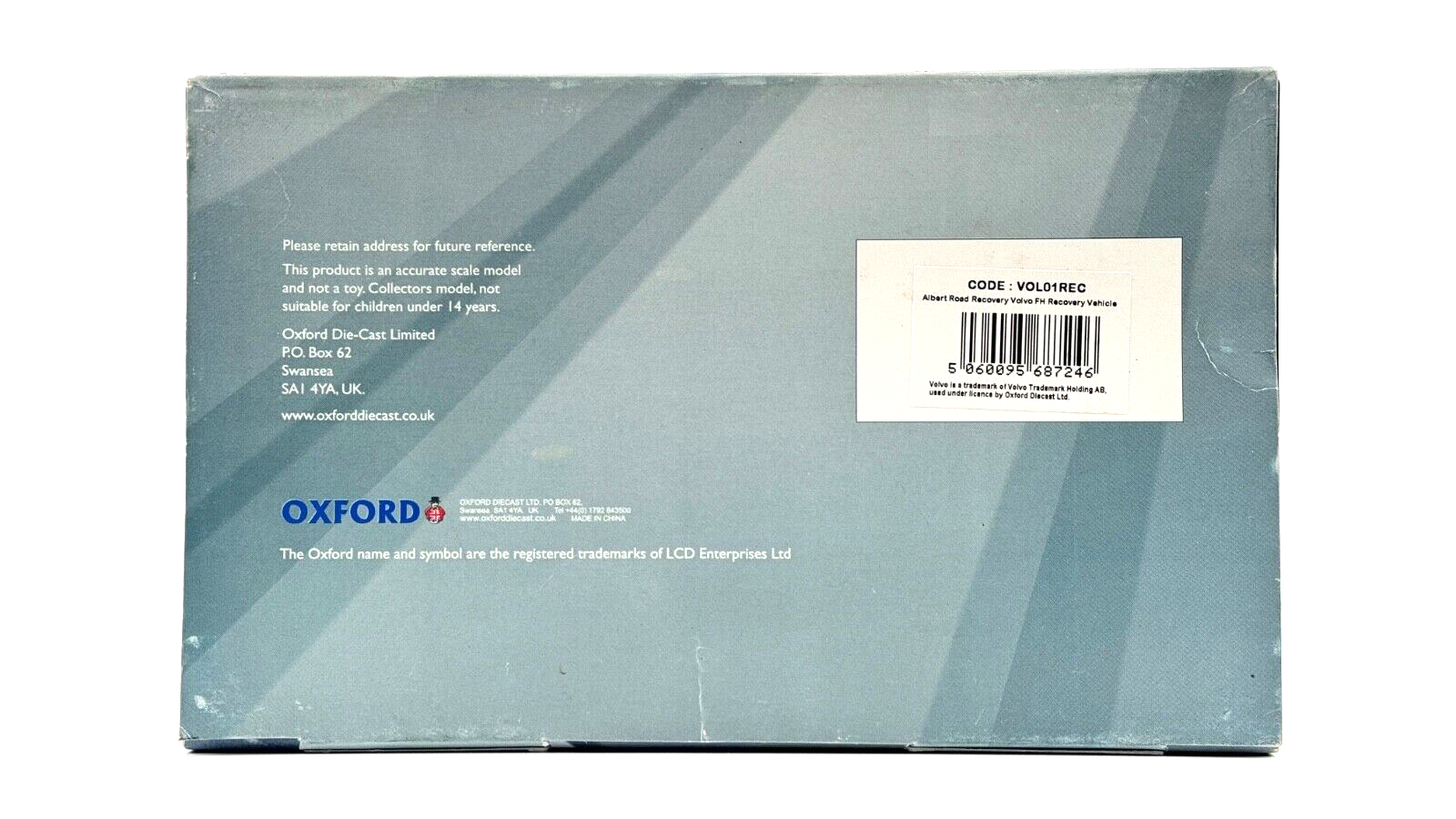 OXFORD DIECAST 1/76 - VOL01REC - ALBERT ROAD RECOVERY VOLVO FH VEHICLE - BOXED