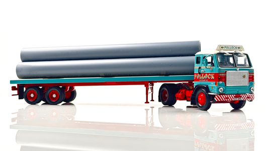 CORGI 1/50 SCALE - POLLOCK (SCOTRANS) LTD VOLVO F88 CAB & TRAILER W/PIPE LOAD UB