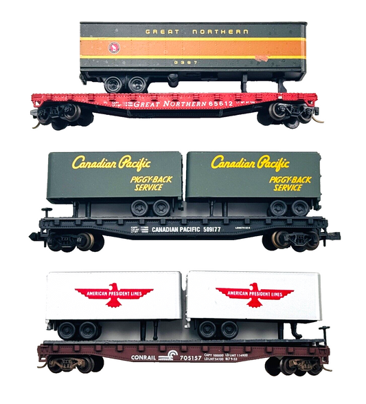AMERICAN N GAUGE - 3 X GREAT NORTHERN CANADIAN PACIFIC TRANSPORTERS UNBOXED