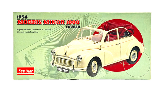 SUNSTAR 1:12 SCALE REPLICA - 1956 MORRIS MINOR 1000 TOURER CREAM DIECAST REPLICA
