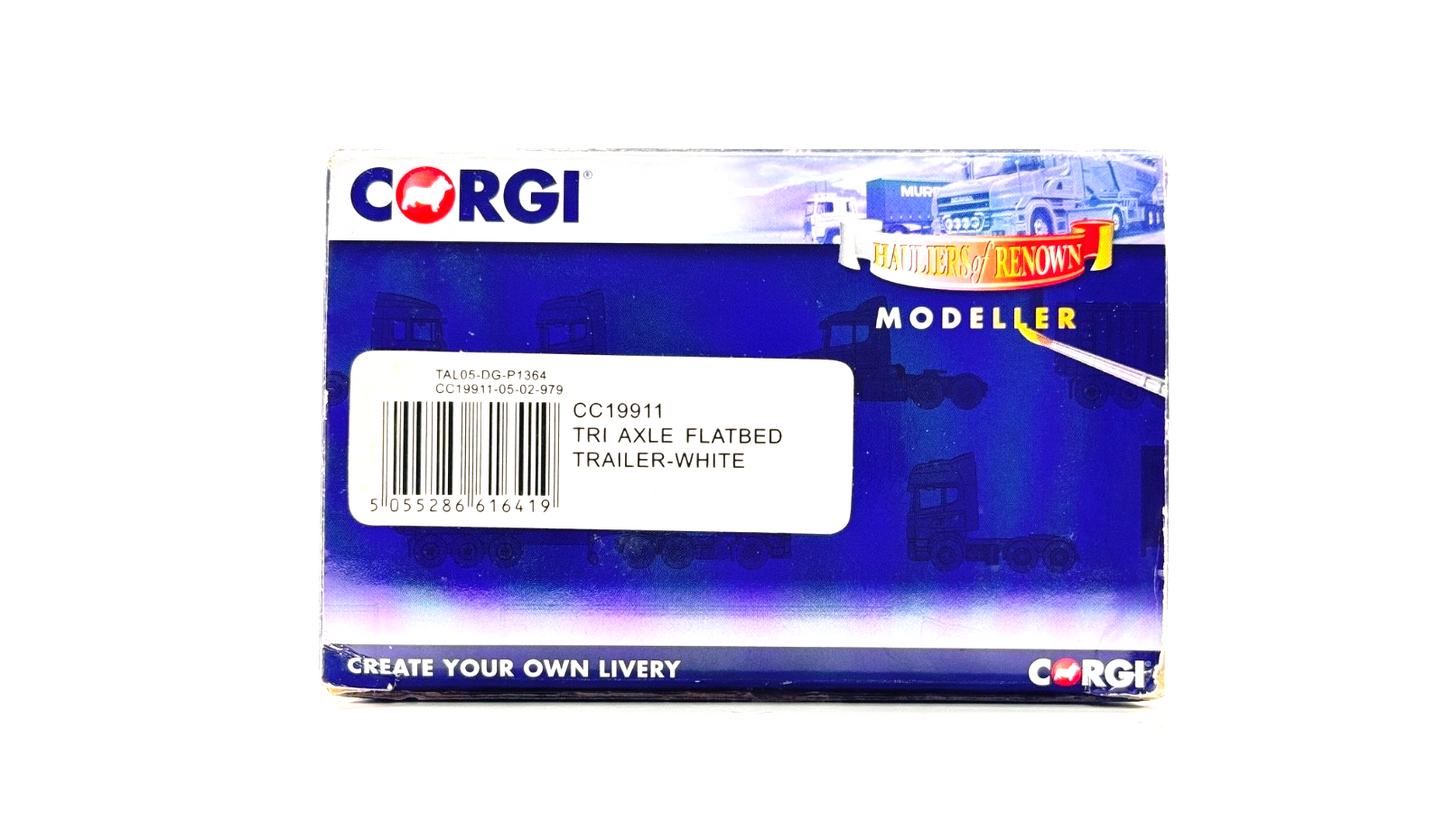 CORGI 1/50 SCALE - CC19911 - TRI AXLE FLATBED TRAILER WHITE BOXED