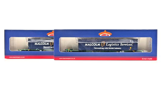 BACHMANN 00 GAUGE - 37-304 - INTERMODAL TWIN MALCOLM LOGISTICS CONTAINERS BOXED