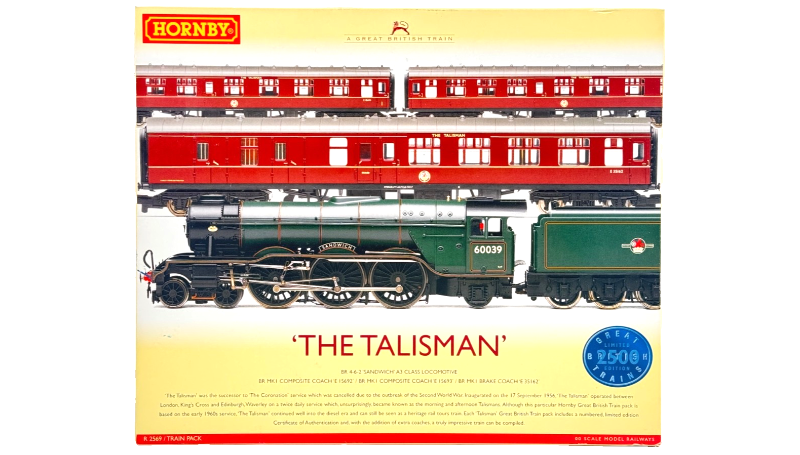HORNBY 00 GAUGE - R2569 - THE TALISMAN CLASS A3 SANDWICH TRAIN PACK LTD EDITION