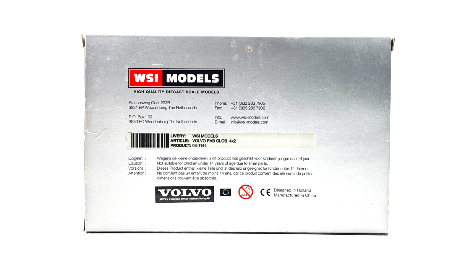 WSI 1/50 SCALE - 03-1144 - VOLVO FM3 GLOB 4X2 GLOBETROTTER WHITE TRACTOR UNIT